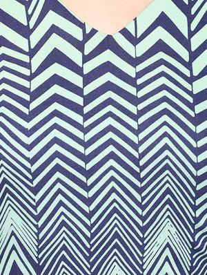 blue chevron printed viscose maxi dress - 12802500 - Standard Image - 4