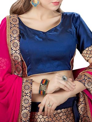blue silk panelled lehenga - 12812650 - Standard Image - 4