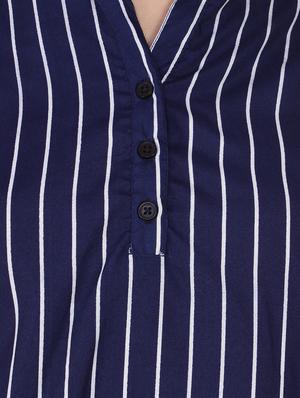 mandarin neckline striped top - 12814677 - Standard Image - 4