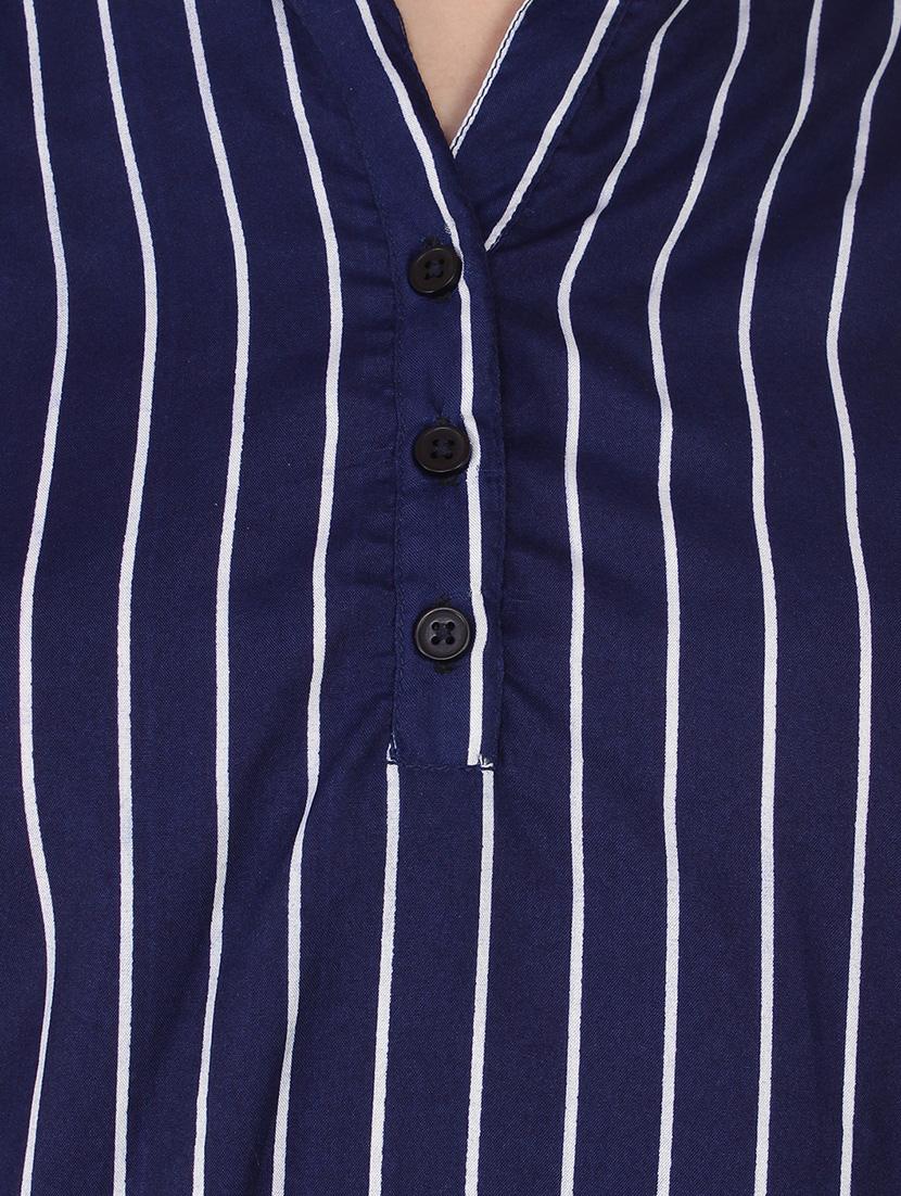 mandarin neckline striped top - 12814677 - Zoom Image - 4