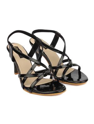 black leatherette back strap sandals - 12815844 - Standard Image - 4