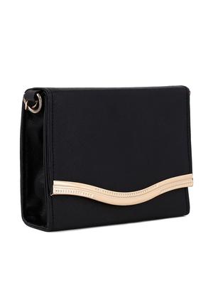 black synthetic leather sling bag - 12829988 - Standard Image - 4