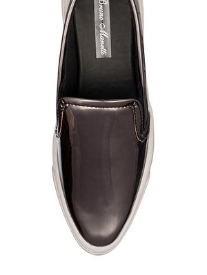 grey faux leather plimsolls casual shoes - 12832638 - Standard Image - 4