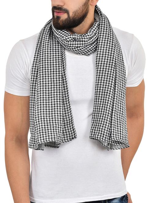 monochrome chequered cotton scarf - 12834106 - Standard Image - 1