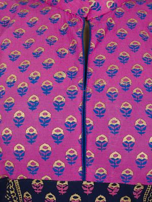 blue cotton straight kurta - 12838404 - Standard Image - 4