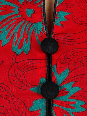 red cotton printed flared kurta - 12838407 - Standard Image - 4
