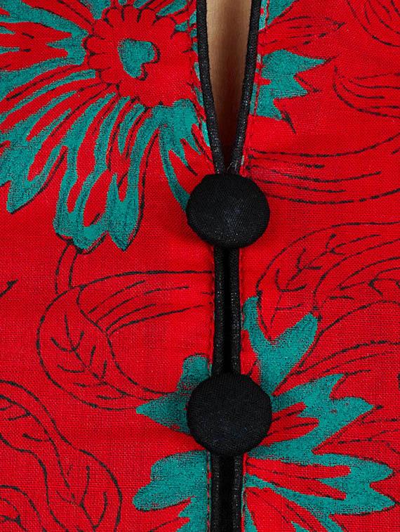 red cotton printed flared kurta - 12838407 - Zoom Image - 4