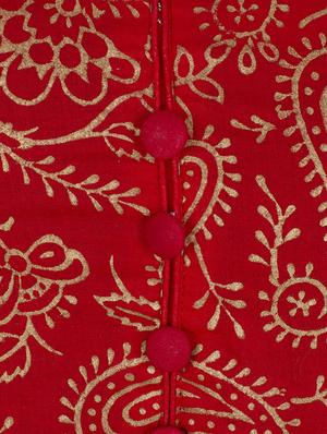 Red cotton flared kurta - 12838428 - Standard Image - 4
