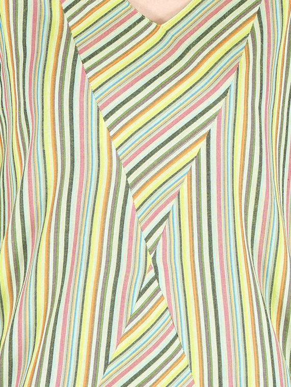 yellow striped cotton kurti - 12841866 - Zoom Image - 4