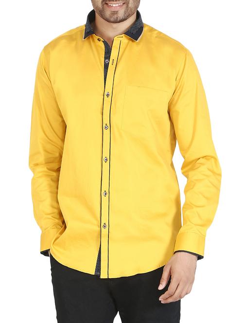 yellow cotton casual shirt - 12844153 - Standard Image - 1