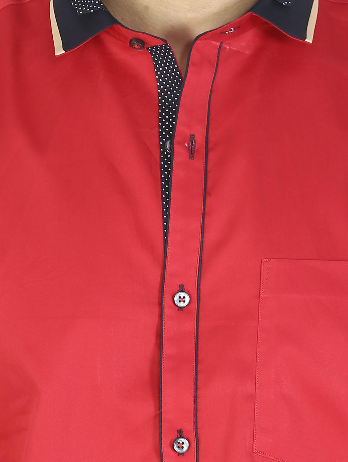 red cotton casual shirt - 12844154 - Zoom Image - 4