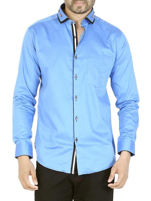 blue cotton casual shirt - 12844173 - Standard Image - 1