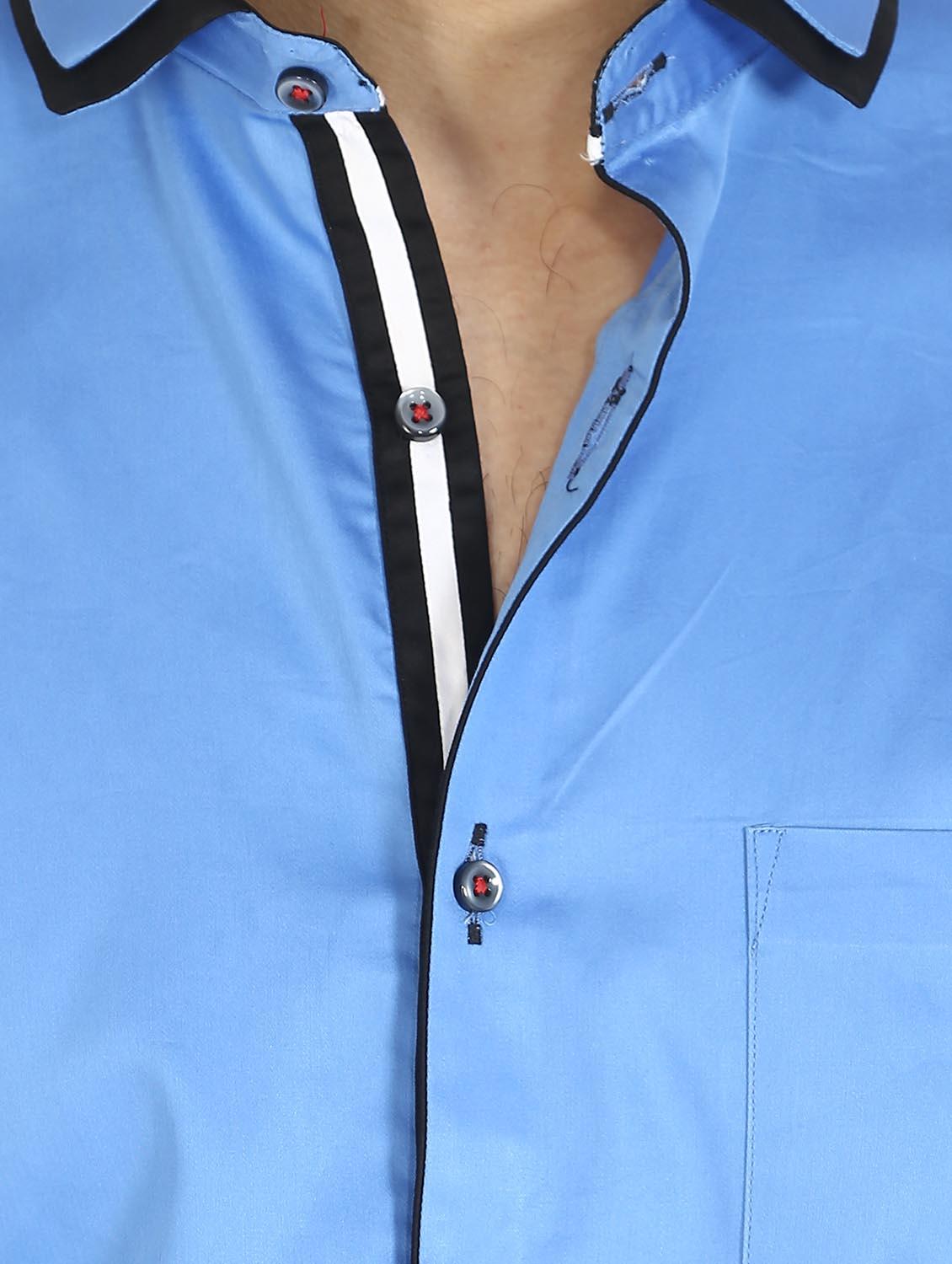 blue cotton casual shirt - 12844173 - Zoom Image - 4