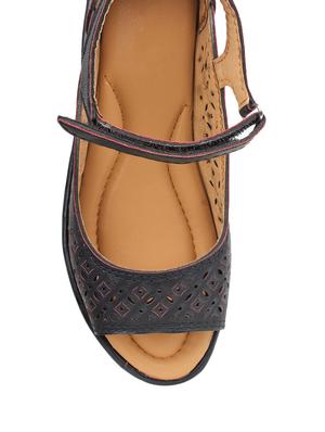 black leatherette ankle strap sandals - 12879224 - Standard Image - 4