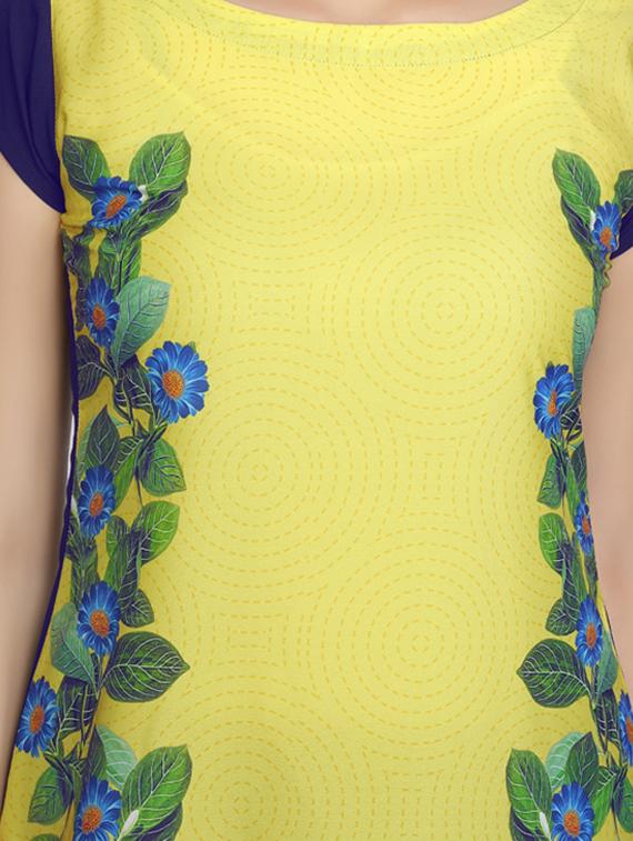 yellow crepe straight kurta - 12879866 - Zoom Image - 4
