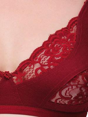 maroon cotton bra and panty set - 12884093 - Standard Image - 4