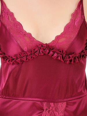 maroon satin gown - 12894772 - Standard Image - 4