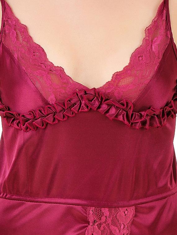 maroon satin gown - 12894772 - Zoom Image - 4