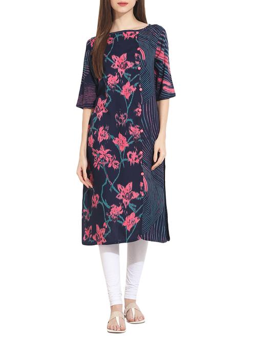A-line printed kurta - 12898133 - Very Small Image - 1