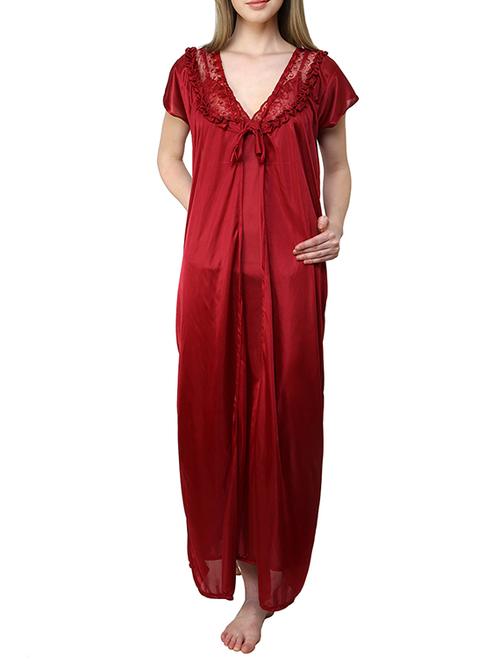 red satin gown set - 12909832 - Standard Image - 1