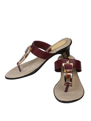maroon leatherette sandals - 12911323 - Standard Image - 4
