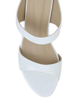 white leatherette slip on sandals - 12917425 - Standard Image - 4