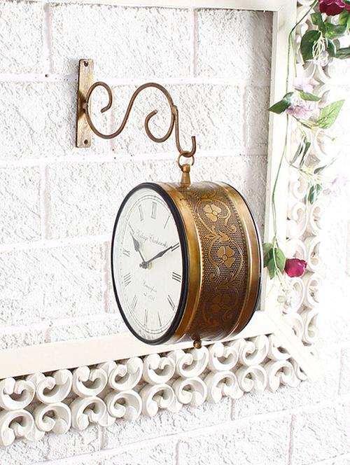 golden brass plated double sided station clock - 1292803 - Standard Image - 1