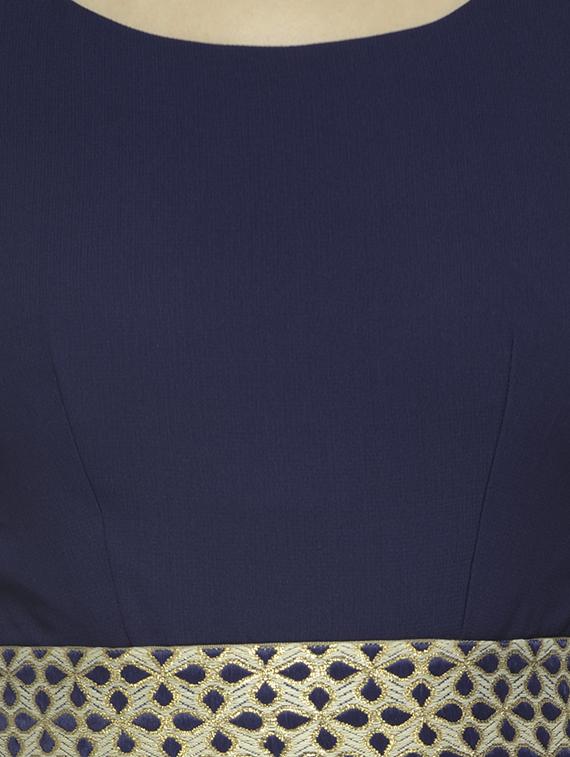 blue georgette stitched gown - 12933526 - Zoom Image - 4