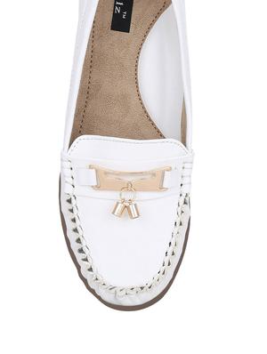 white faux leather slip on loafers - 12941915 - Standard Image - 4