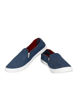 blue faux leather slip on casual shoes - 12951882 - Standard Image - 4