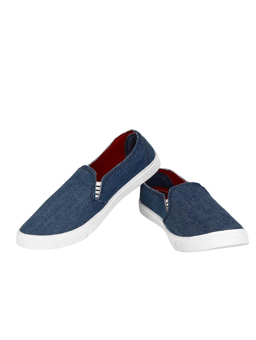 blue faux leather slip on casual shoes - 12951882 - Zoom Image - 4