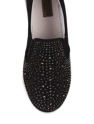 black faux leather plimsolls casual shoes - 12952952 - Standard Image - 4