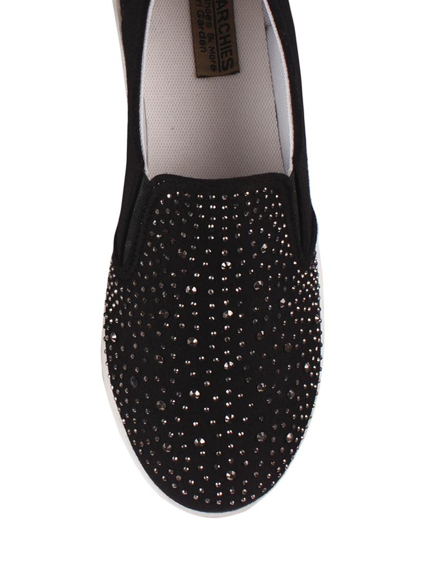 black faux leather plimsolls casual shoes - 12952952 - Zoom Image - 4