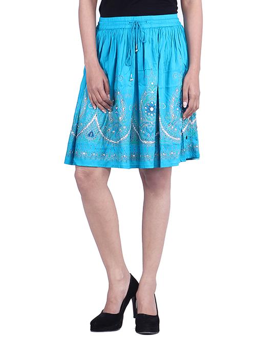 light blue embellished cotton skirt - 12960170 - Standard Image - 1