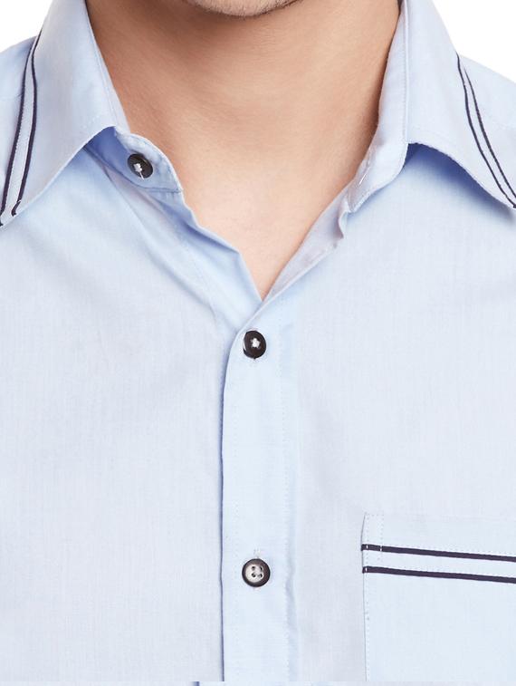 blue cotton formal shirt - 12961268 - Zoom Image - 4