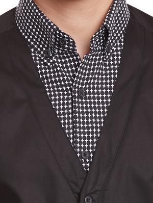 black cotton casual shirt - 12961616 - Standard Image - 4
