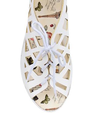 white faux leather laceup sandals - 12970979 - Standard Image - 4