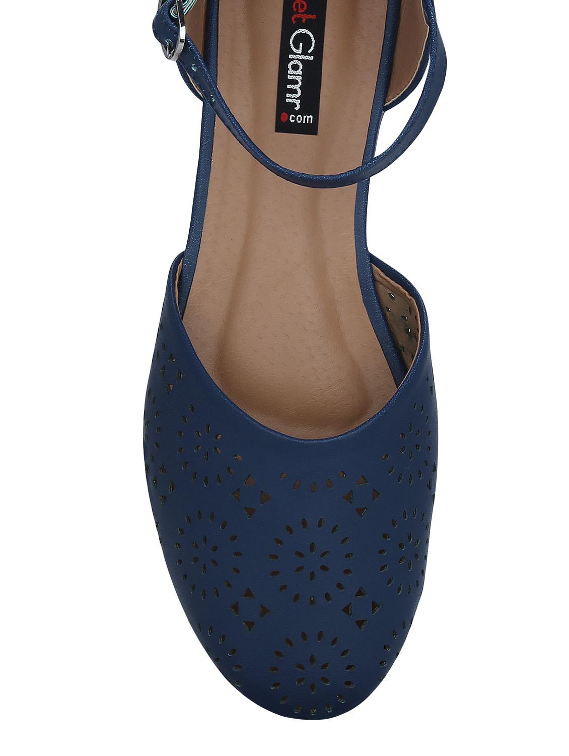 blue faux leather cut work casual shoes - 12973376 - Zoom Image - 4