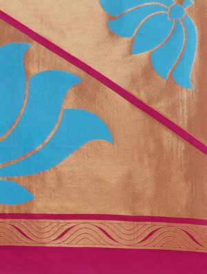 sky blue art silk woven saree with blouse - 12980411 - Standard Image - 4