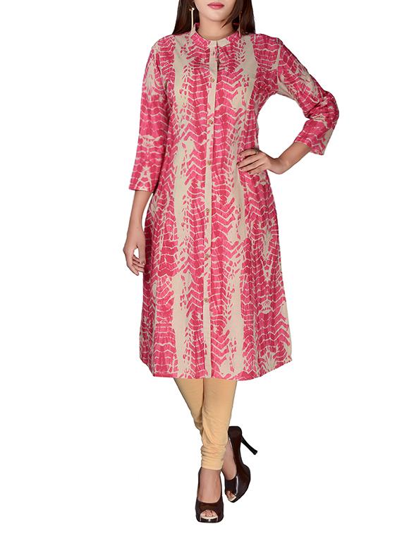 Pink Cotton Straight Kurta - By