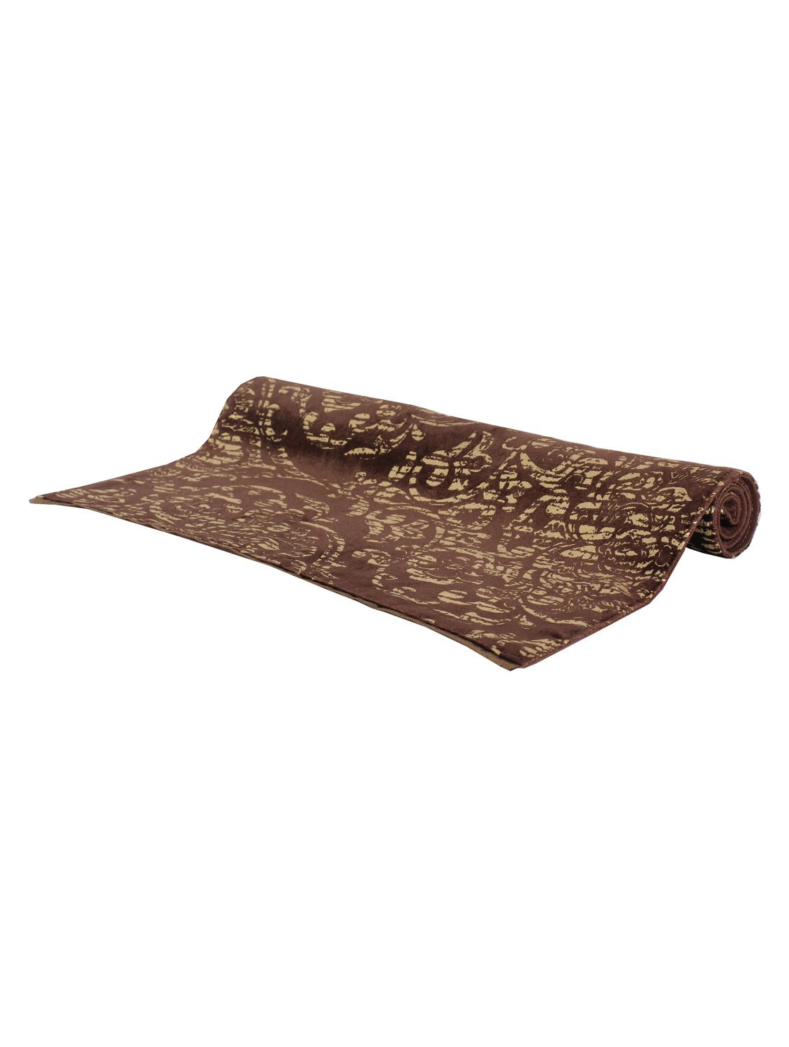 Sanaa Gold Foil Printed Velvet Table Mat Set Of 2Pcs Brown/gold 33x48 Cms - By