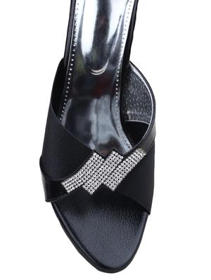 black leatherette slip on sandals - 12989855 - Standard Image - 4