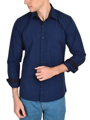 blue cotton checked casual shirt - 12993215 - Standard Image - 1