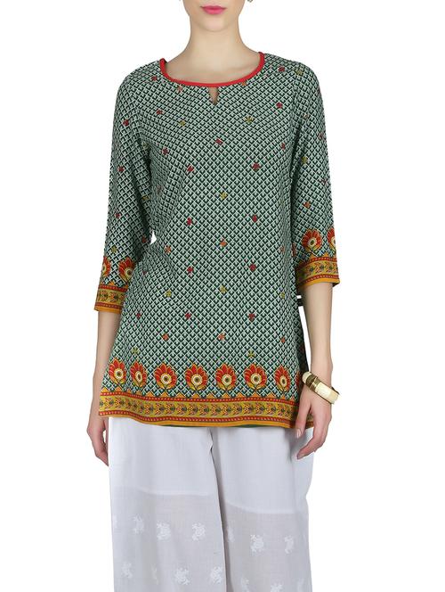 multicolored rayon straight kurti - 12999151 - Very Small Image - 1