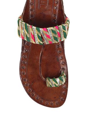 multi colored one toe kolhapuri - 13001860 - Standard Image - 4