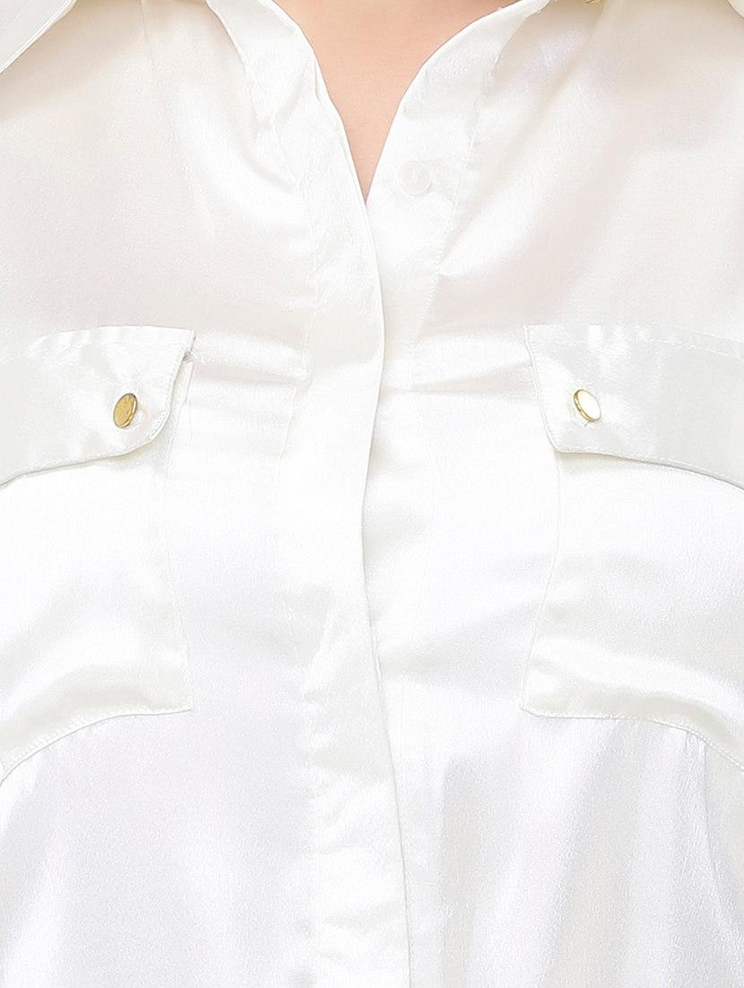 white polyester shirt dress - 13003494 - Zoom Image - 4