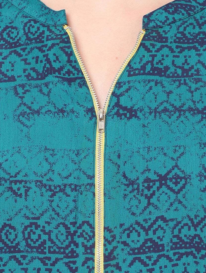 blue printed viscose regular top - 13003946 - Zoom Image - 4