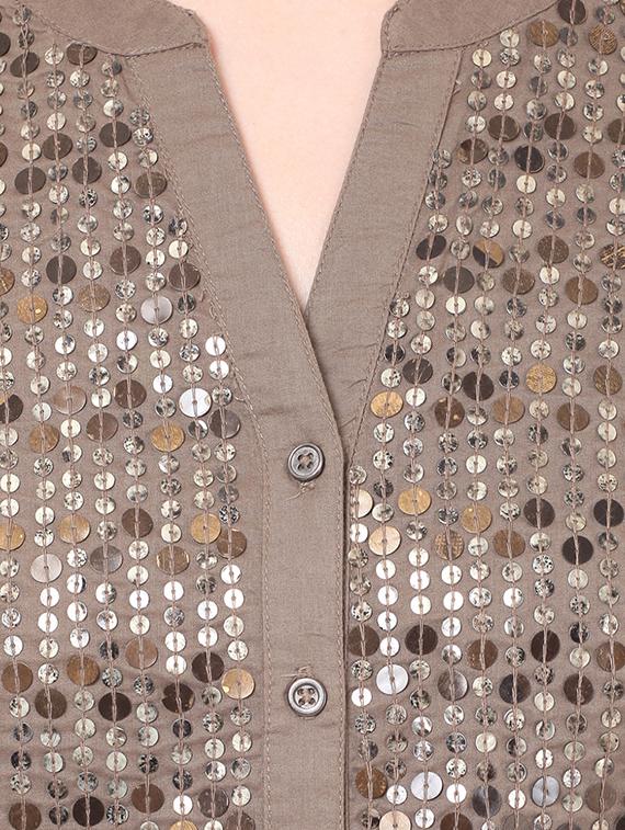brown cotton regular shirt - 13010252 - Zoom Image - 4