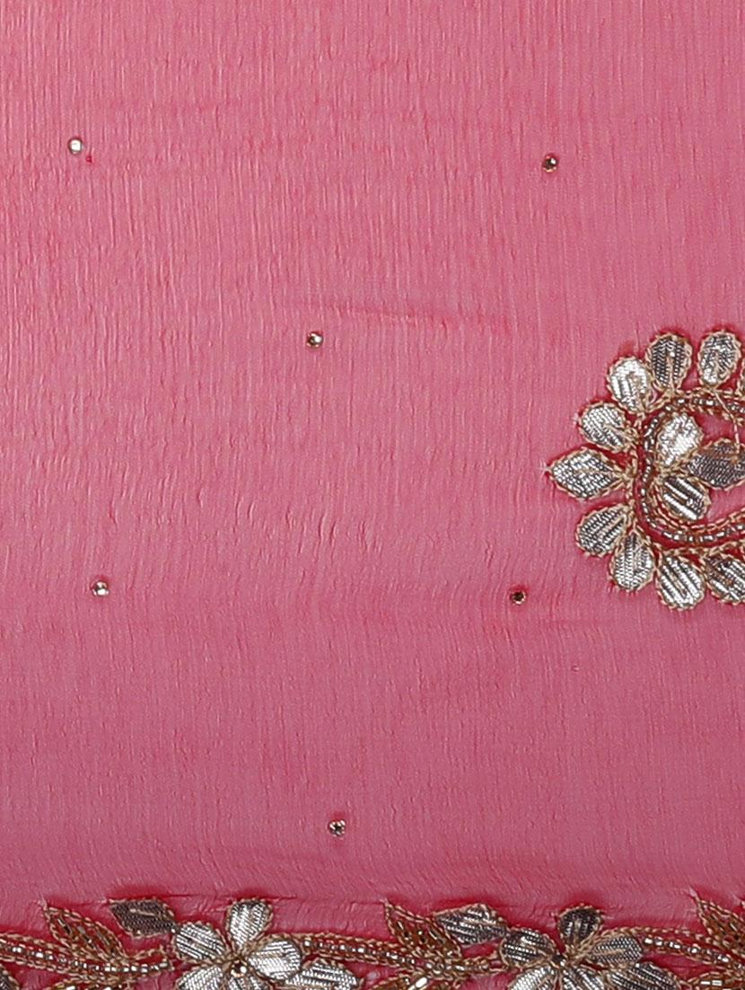 red chiffon gota patti saree with blouse - 13014959 - Zoom Image - 4