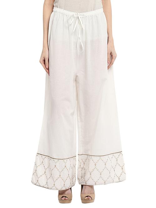 white printed cotton palazzo - 13023290 - Standard Image - 1